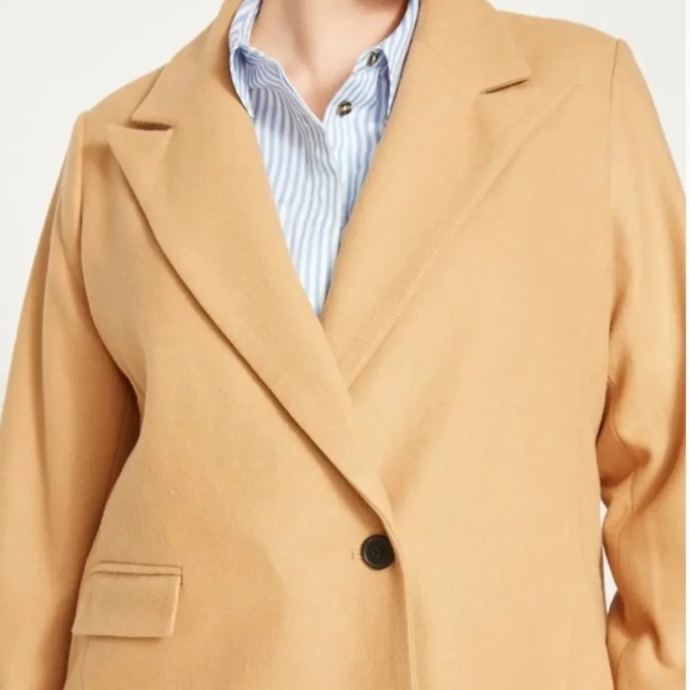 Universal Standard 3XL Tailored Coat Ice Coffee Wool Blend Single Button. New - Picture 2 of 5